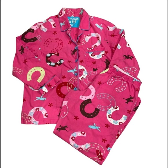 🤠 Victoria’s Secret Pink Horseshoe Cowgirl 💯% Cotton Flannel Pajama Set - Picture 2 of 16